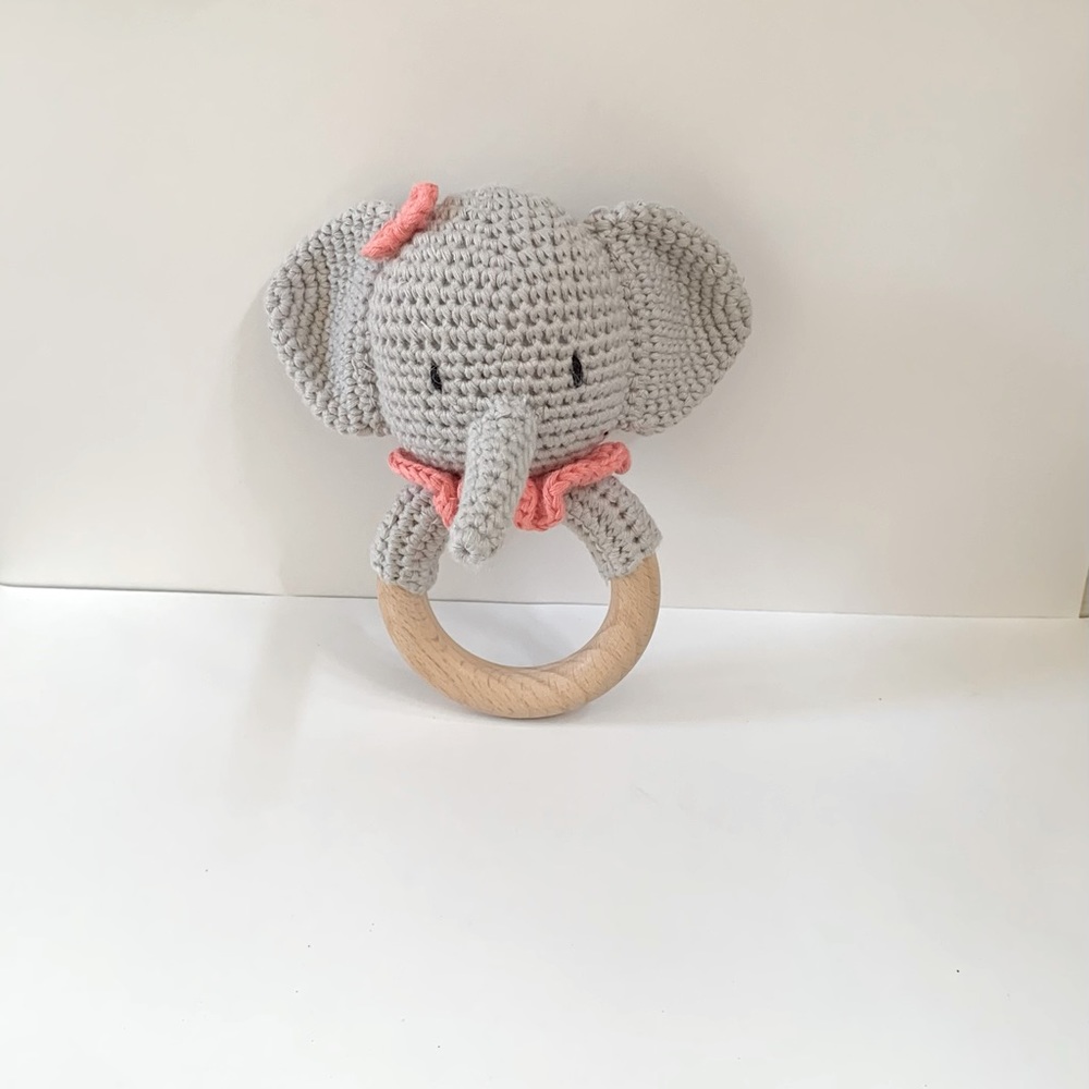 Baby /Toddler Handmade Elephant Crochet Baby Rattle.